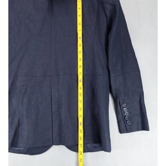 New Michael Kors Womens Size 2 Linen Blazer Jacket Midnight Blue Dark - Picture 7 of 7
